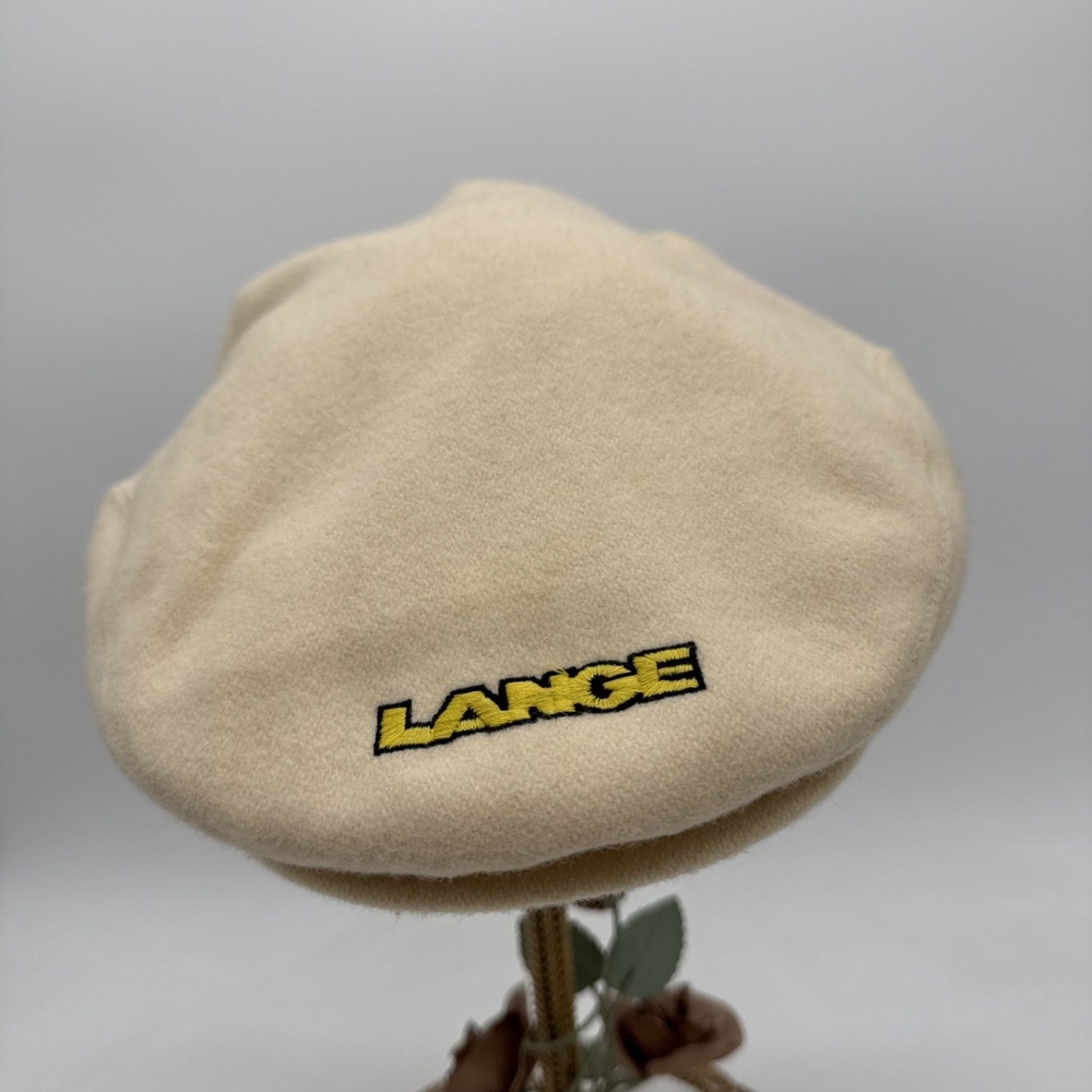 Lange Wool Embroidered Logo‎ Newsboy Hat Cap With Button Brim Vintage